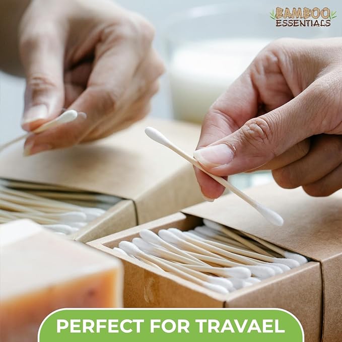Eco-Friendly Cotton Swabs β 500 Count β Biodegradable, Plastic-Free, Sustainable Bamboo & Organic Cotton Buds β Gentle for Sensitive Skin