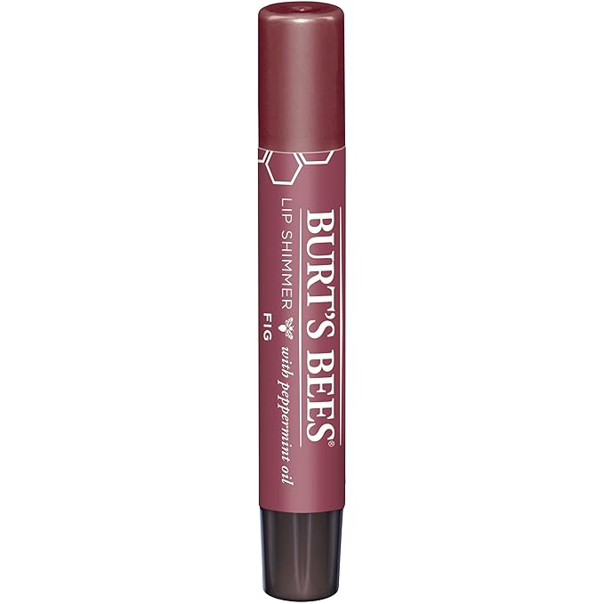 Burt's Bees Shimmer Lip Tint Set, Tinted Lip Balm Stick, Moisturizing for All Day Hydration with Natural Origin Glowy Pigmented Finish & Buildable Color, Fig (4-Pack)