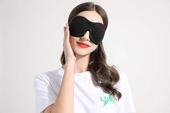 Sleep Mask Invisible Alar Deep Orbit 3D Eye Mask Ultra Lightweight & Comfortable Sleeping Mask for Travel, Nap Shift Works Black & Lavender