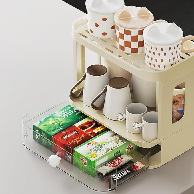 3-Tier Desk Organizers & Dispensers,Mail Holder for Office Desk Organization,Kitchen Spice Rack or Bathroom Countertop Organizer, Gift for Teachers, Classmates, and Friends (Beige)