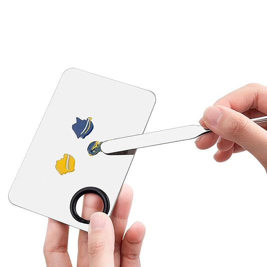 Makeup Spatula Set Stainless Steel, Make Up Tools Mini Mixing Tray with Finger Ring, Makeup Paint Palette, Pack of 3