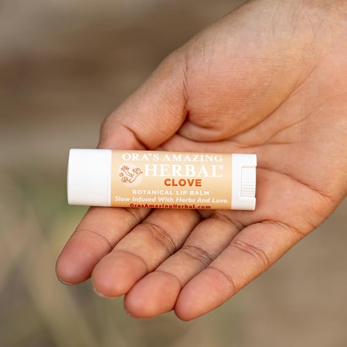 Natural Clove Lip Balm, Herbal Infused Plant Based Lip Balm With Clove Essential Oil, Calendula & More Organic Herbs, 2 pack, Ora's Amazing Herbal