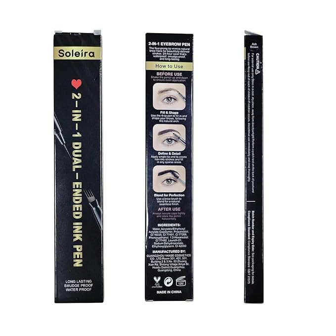 Eyebrow Pen, Soleira Waterproof Eyebrow Pencil with 4 Tip Microblading Eyebrow Pen and Dual-ended Eyebrow Brush, for Natural-Looking Brows, Long-Lasting, Soft Brown