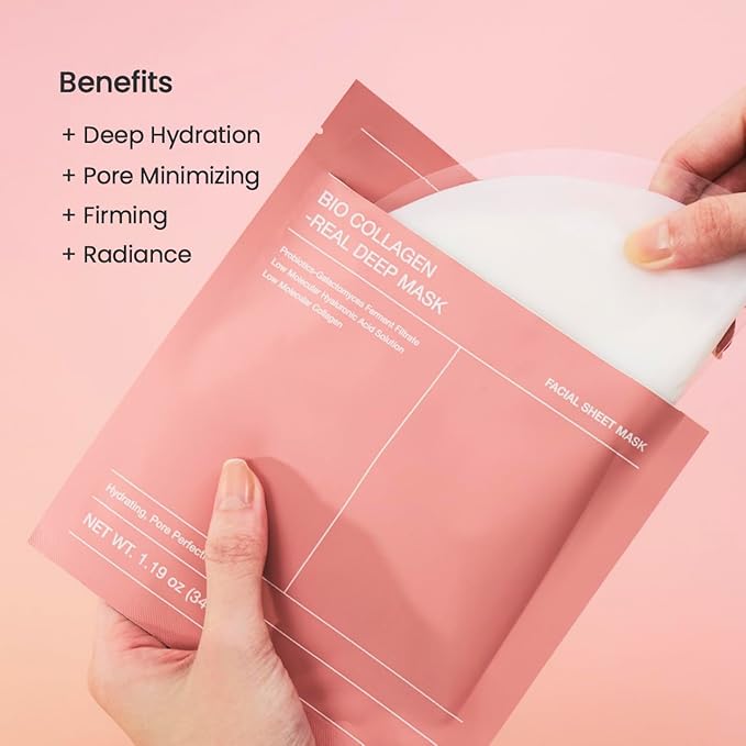 BIODANCE Bio-Collagen Real Deep Mask, Hydrating Overnight Hydrogel Mask, Pore Minimizing, Elasticity Improvement, 34g x16ea