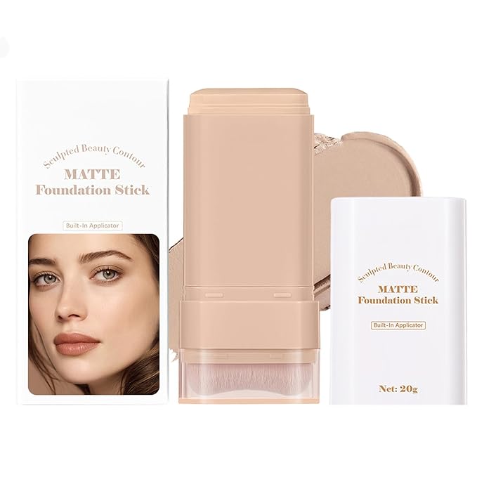 Beauty Balm Serum Boosted Skin Tint, Dual-Ended Eraser Foundation Stick with Brush, Full Coverage Cream Korean Makeup, Long-Lasting Stick for Smooth, Flawless Finish (#2 Nature)