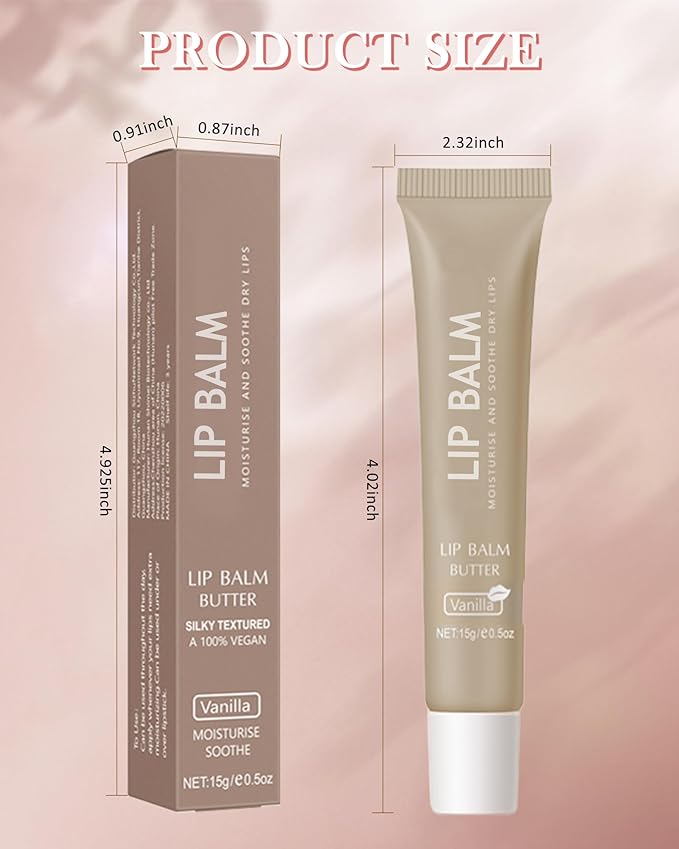 Lip Balm Butter Vanilla Beige,Hydrating Tinted Butter Lip Gloss,Sheer Lipgloss Lip Care Moisturizer,Smooth Lip Treatment,Jelly Yummy Glow Reviver Fat Lip Oil,Thanksgiving Makeup Gift for Women-02