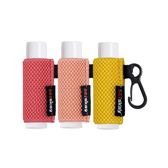 3PCS Lip Balm Holder Sleeves Keychain Lipstick Sleeves Lip Gloss Holder Keychain Chapstick Elastic Sleeves