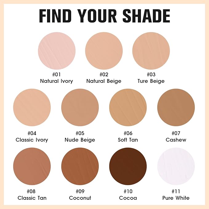 UCANBE Matte Liquid Foundation with Brush, Serum Foundation Face Makeup with Hyaluronic Acid, Medium to Full Coverage Waterproof Oil Control Longwear, for Mature Skin, Classic Ivory, 1 fl. oz.