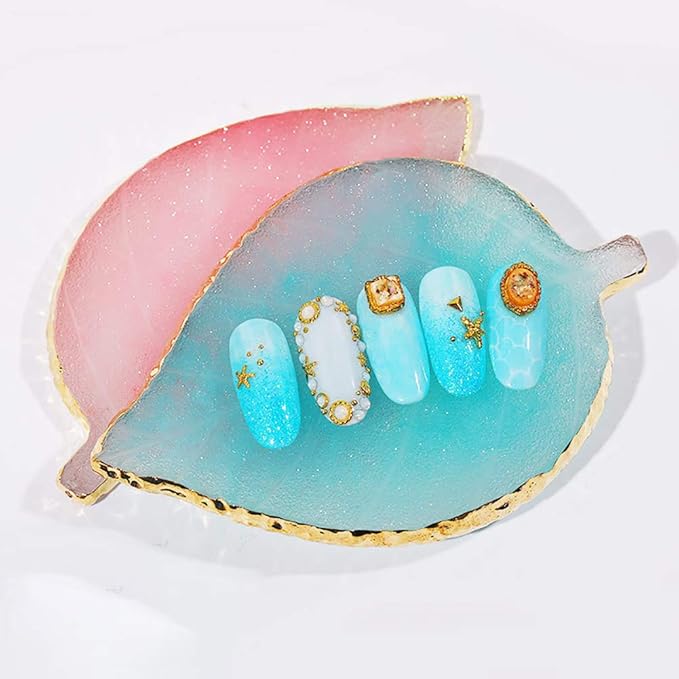 1 Pcs Leaf Resin Nail Art Palette Painting Makeup Palette Tray Cosmetic Nail Gel Polish Colors Mixing Pallet Yellow