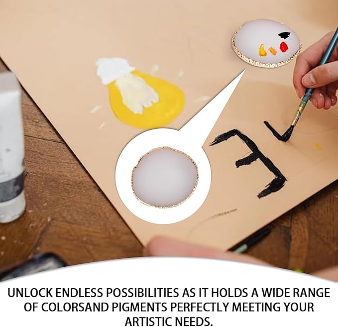 Nail Polish Palette, 2Pcs Resin Nail Art Palette, Nail Painting Mixed Color Palettes, Gold Edge Makeup Mixing Tray, Nail Supplies For Nail Techs, Nail Art Display Board(Orbicular)