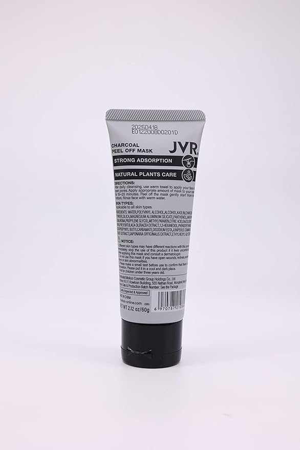 JVR Peel Off Face Mask, Blackhead Remover Mask for Men, Charcoal Peel Off Black Mask, Facial Mask Purifying and Deep Cleansing for All Skin Types 2.12 OZ