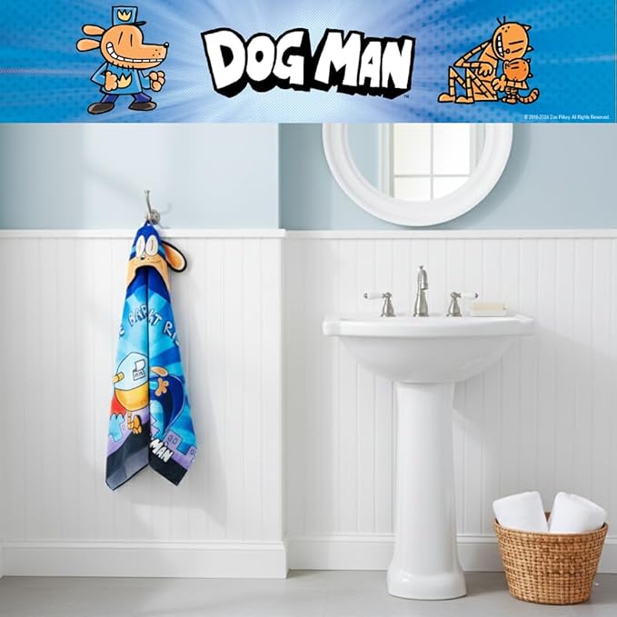Dog Man Supa Comic Kids Super Soft Bath/Pool/Beach Soft Cotton Terry Hooded Towel Wrap, 24 in x 50 in, (Officially Licensed Product) by Franco