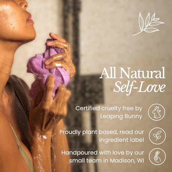 Bare Botanics Lavender Tea Tree Body Scrub 24oz | Made in Madison, WI | All Natural Sea Salt Exfoliator w/ Skin Loving Moisturizers | Vegan & Cruelty Free | Gift Ready Packaging w/ a Cute Wooden Spoon