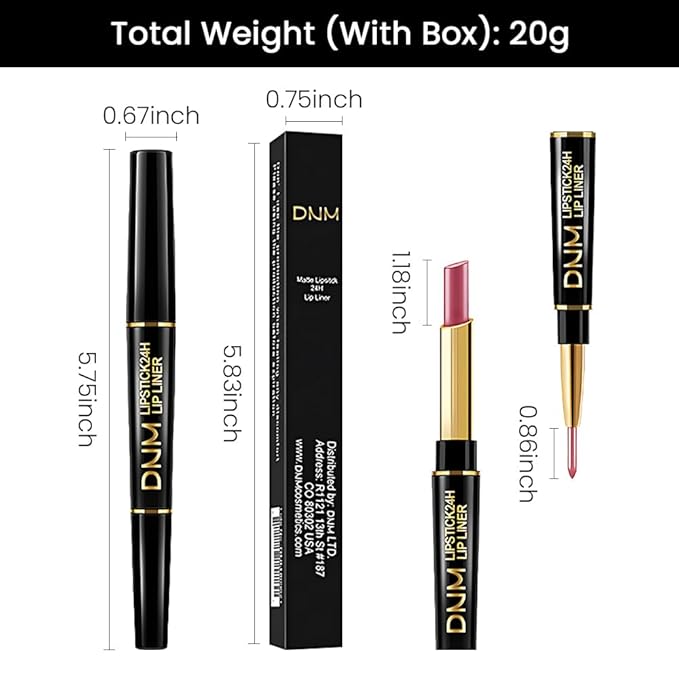 Kaely 2-in-1 Natural Pink Metallic Shine Shimmer Lip Liner & Lipstick Combo Set Kit for Women, Lightweight Hydrating Formula High Impact Full Coverage Lipstick and Lip Liner Makeup Gloss 20