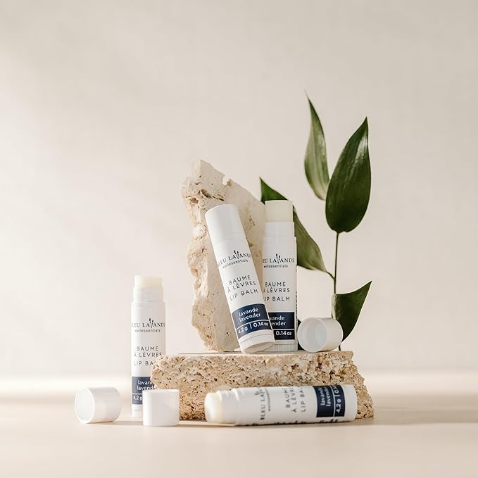 Bleu Lavande - Natural Lavender Lip Conditioner – Stick Lip Balm Repairs, Moisturizes & Protects - Soothes Chapped Lips & Restores Hydratation - Olive Oil & Shea Butter Base Lip Care - 4.2g - 3 Pack