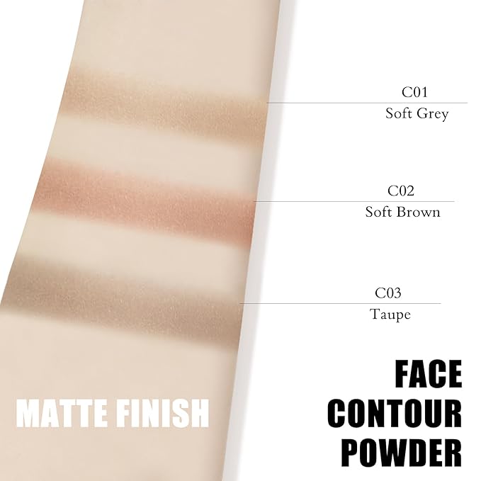 Contour Palette with Brush, Cream Contour Powder Palette Bronzer Powder Matte Bronzer Palette Cool Toned Contour Kit with Mirror for Face Sculpting Contour Makeup (#C01 Soft Grey)