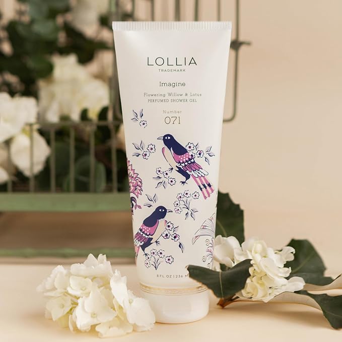 LOLLIA Imagine Shower Gel, 8 fl. oz. – Flowering Willow & Lotus – Scented Shower Gel Body Wash, Shea Butter Body Wash, Bath Wash for Women, Beautiful Shower Gel, Moisturizing Body Wash