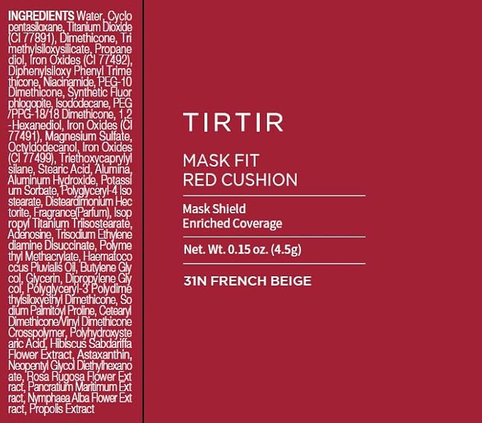 TIRTIR Mask Fit Red Cushion Foundation | Japan's No.1 Choice for Glass skin, Long-Lasting, Lightweight, Buildable Coverage, Semi-Matte (31N French Beige, 0.63 Fl Oz (Pack of 1))