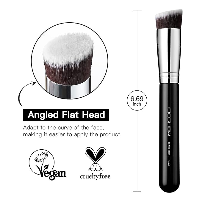 Flat Top Kabuki Foundation Brush, EIGSHOW Premium Makeup Brush for Liquid, Cream, and Powder - Blending, Buffing, Stippling, Flawless Application (F624)
