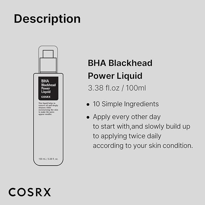 COSRX Niacinamide 2% + BHA 4% Blackhead Exfoliant Toner 3.38 fl.oz / 100ml, Korean Toner, Blackhead Remover, Pore Minimizer for Enlarged Pores, For All Skin Types, Korean Skin Care