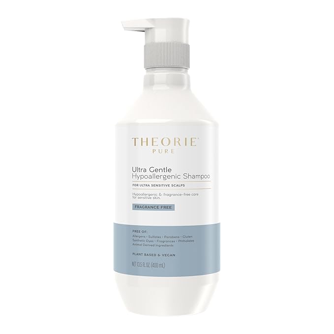 Theorie PURE Ultra Gentle Hypoallergenic Shampoo โ Plant-Based & Vegan โ Fragrance-Free โ Designed for Delicate Scalp Care โ Pump Bottle โ 400mL