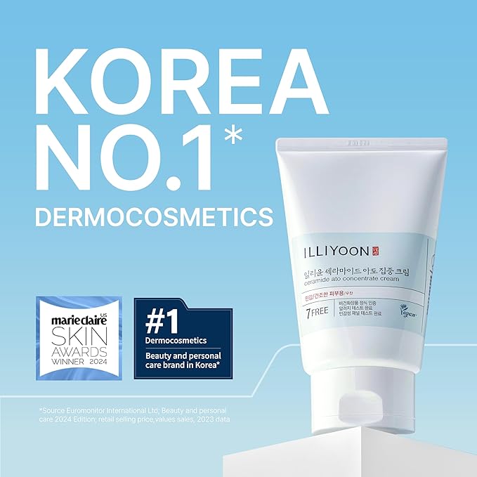 Illiyoon Ceramide Ato Concentrate Cream | Moisturizer for Dry & Sensitive Skin, 100hr Lasting Hydration, For Face & Body, Gentle for Infants, Moisture Barrier Repair, Vegan Certified, 2.53 fl.oz.