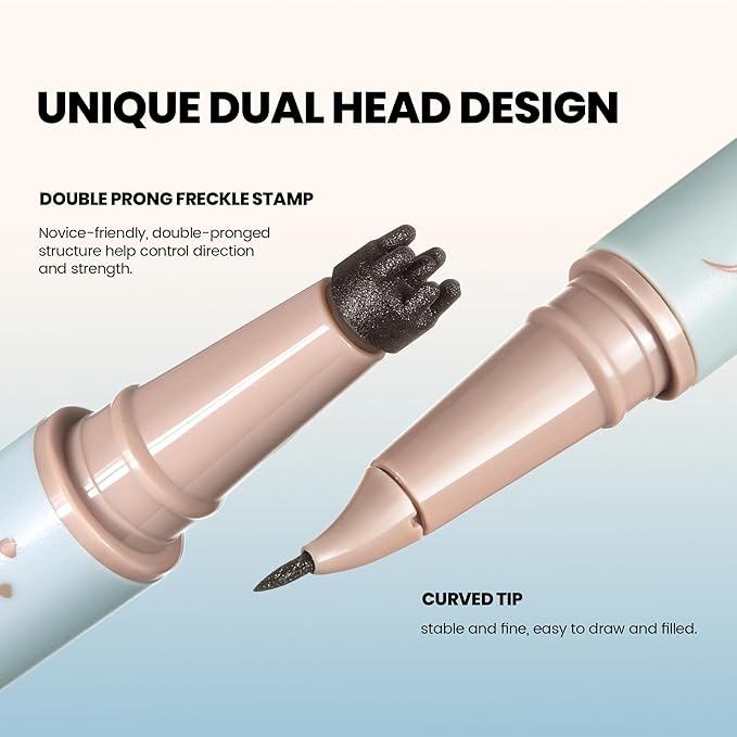 2-in-1 Dual Ended Microblading Freckle Pen & Freckle Stamp,Waterproof Freckle Stamp & Precise 15°Tip for Natural Lifelike Freckle Makeup,Perfect Make up,Last 24Hrs.