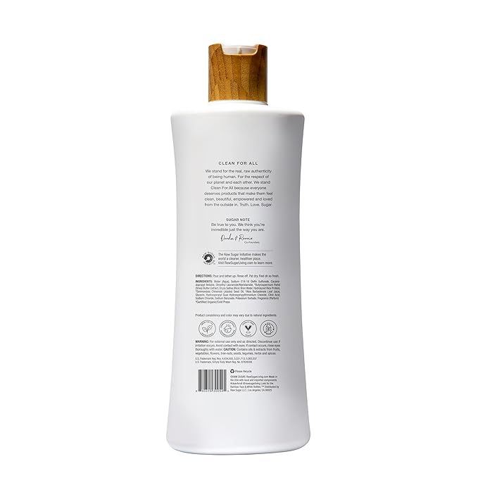 RAW SUGAR Simply Body Wash - shea + Rice Flower, Moisturizing & Soothing Bath & Shower Gel, Sulfate-Free, Paraben-Free & Vegan (25 Fl Oz, Pack of 1)