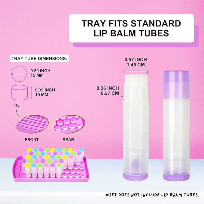 Lip Balm Filling Tray and Spatula Set - For 15mm Lip Balm Tubes ONLY - Instantly Fills 50 Standard 3/16 oz (5.5ML) with 15mm width Tubes