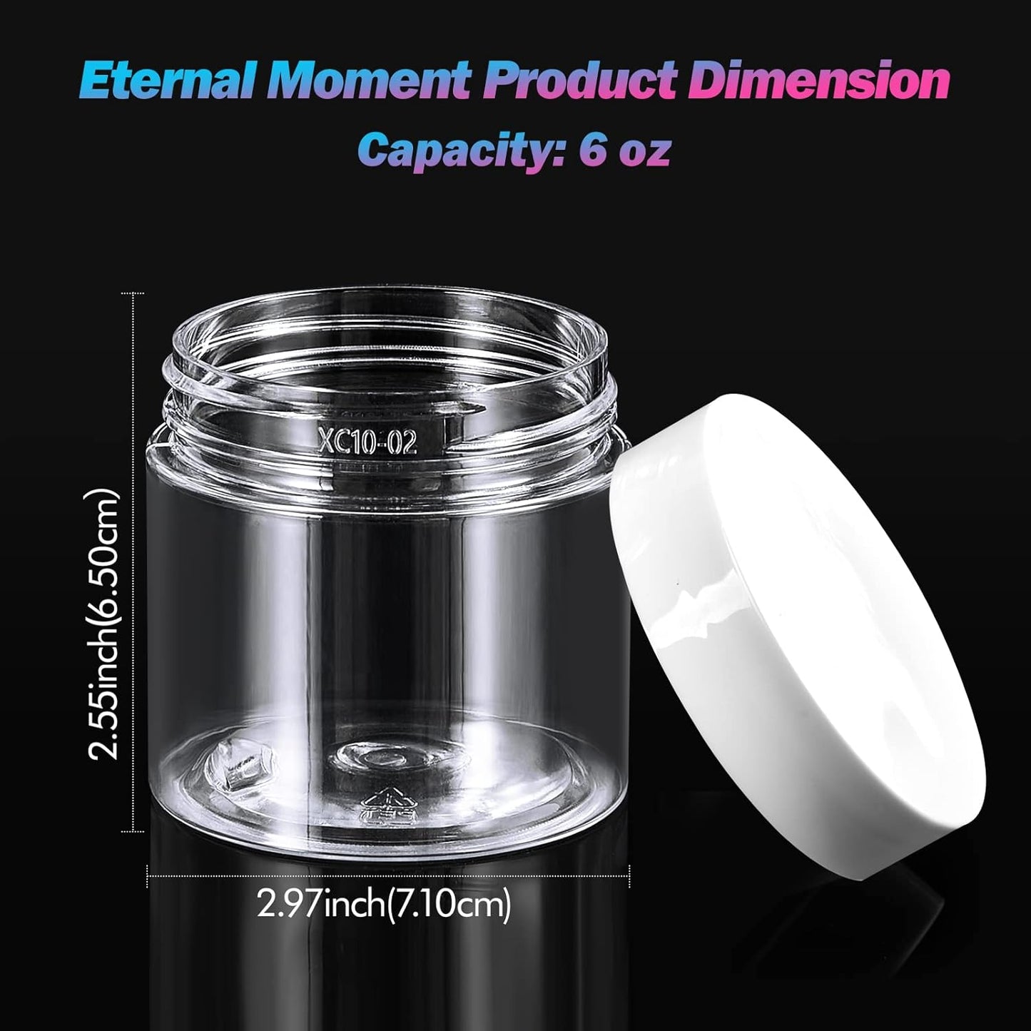 Eternal Moment 36 Pack 6 OZ Plastic Jars Round Clear Cosmetic Container Jars with White Lids, Perfect for Lotion, Slime,Cream, Ointments, Makeup, Eye Shadow, Samples, Pot, Travel Storage