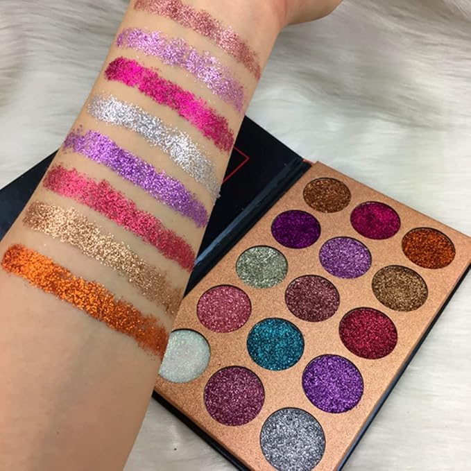 15 Colors Eyeshadow, Glitters Shimmer Pigment Pressed Makeup Palette Eyes Cosmetic