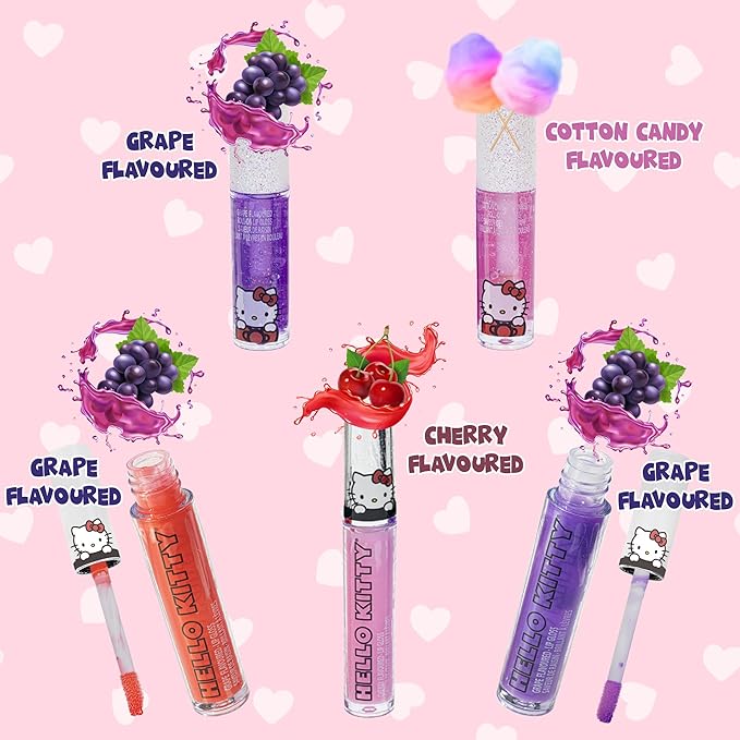 Hello Kitty - Townley Girl Train Case Cosmetic Makeup Set Includes Lip Gloss, Eye Shimmer, Nail Polish, Hair Accessories & More! For Girls, Ages 3+ Perfect for Parties & Makeovers