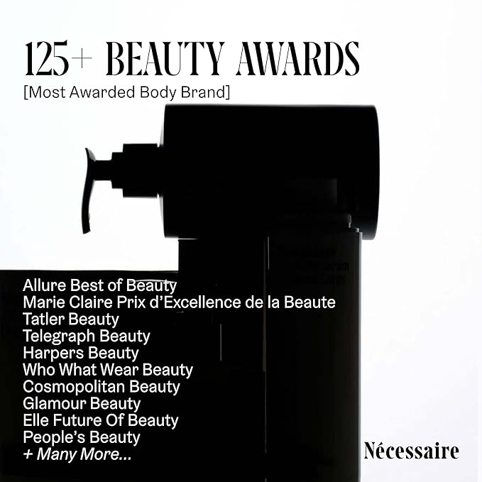 Nécessaire The Body Wash. Fragrance-Free. Multi-Vitamin Gel Cleanser. Nourish, Soften. Hypoallergenic. Dermatologist-Tested. No SLS/SLES. 250 ml / 8.4 fl oz