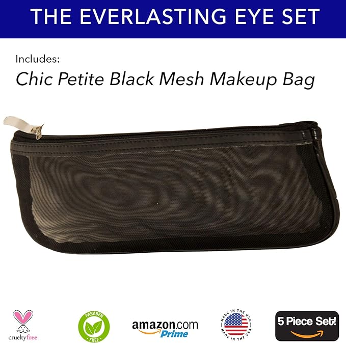 The Everlasting Eye 5 Piece Waterproof Makeup Set. Gel Eyeliner, Creme Eyeshadow, 2 brushes and Mesh Bag. Paraben-free, Talc-free, Cruelty-free. Anna/Chocolate Kiss 1202