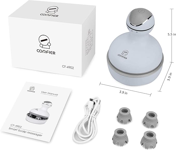 COMFIER Electric Scalp Massager Hair Growth,Handheld Head Massager for Headaches,84 Massage Nodes,Hair Massager,Deep Kneading and Stress Relief,Head Scratcher,Ideal Gifts for Mom,Dad,Women,Men