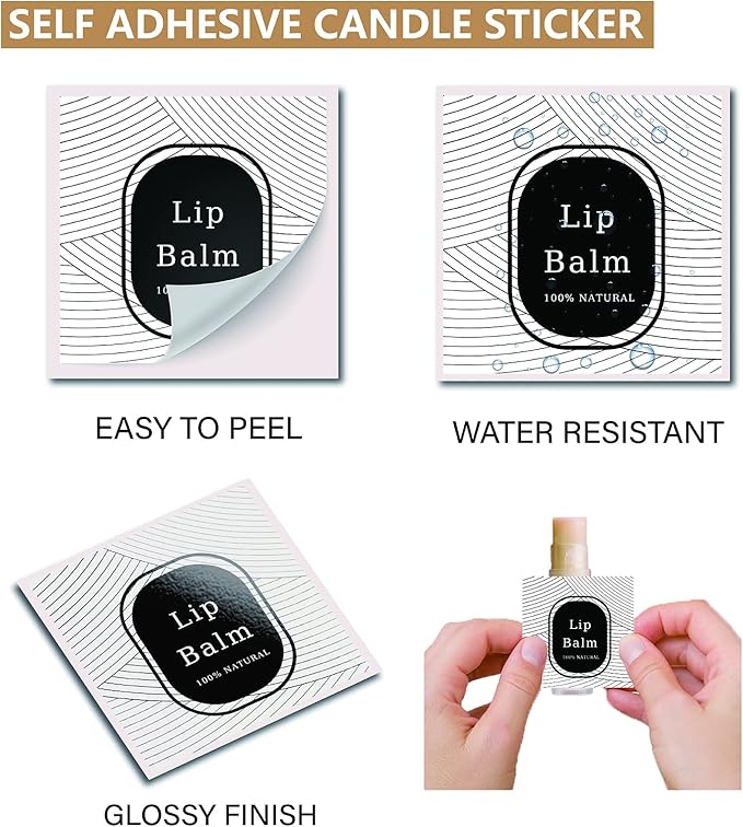 CRASPIRE Lip Balm Labels 80pcs Homemade Lip Balm Labels 2” Clear Lip Balm Labels for Tubes Printable Waterproof Lip Balm Stickers Labels for Lip Balm Handcream Candle Container(Geometry)