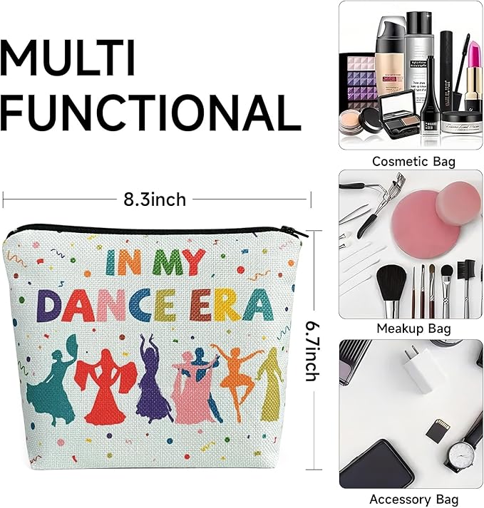My Dance Era Canvas Zipper Cosmetic Bag, Small Makeup Bag for Women, Friends, Daughter, Sister for Dancers, Dancer Birthday Gifts for Girls (Blue)