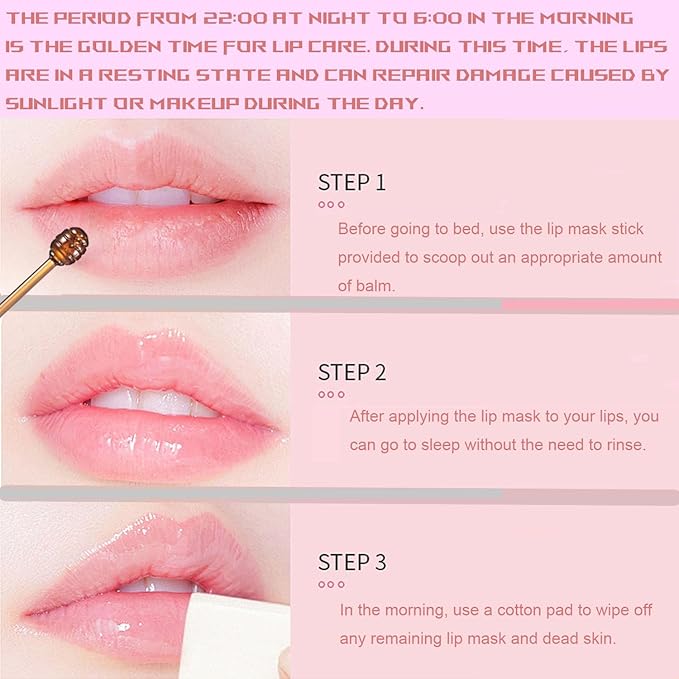 1 PCS Bee Lip Balm Honey Pot, Exfoliating Strawberry Bee Lip Balm Sleeping Lip Mask Overnight with Sticks, Honey Pot Lip Balm Prevention Dry Hydrating and Crack Lip Scrubs