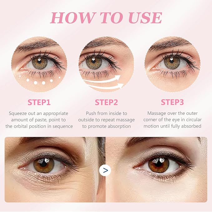 Instant Under Eye Cream, Ream For Eye Bags, Moisturizing Eye Cream, Anti-Wrinkle Eye, Brightening Eyes Tightener Cream, Helps To Instantly Reduce The Puffy Eye Look(2pcs)
