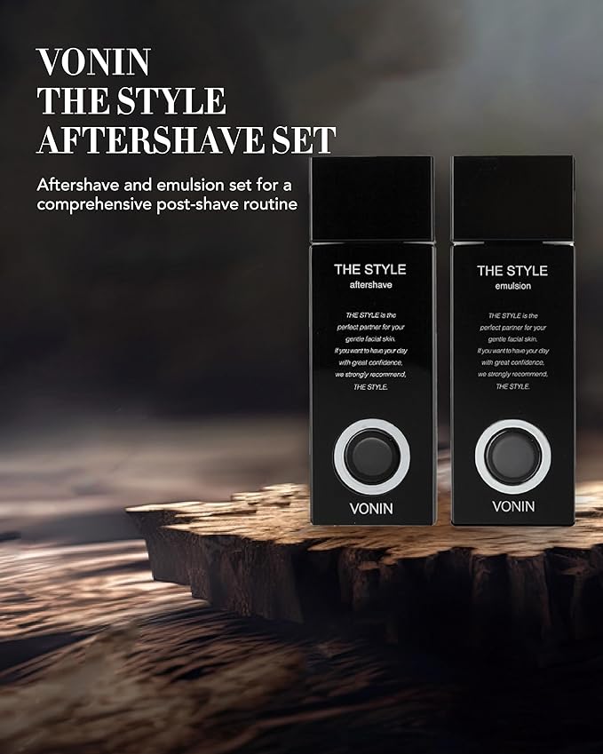 (The Style Aftershave Set, 11.5fl oz) - Men's Skincare Kit for Smooth Skin CoQ10, Cypress, AHA | Korean Skincare