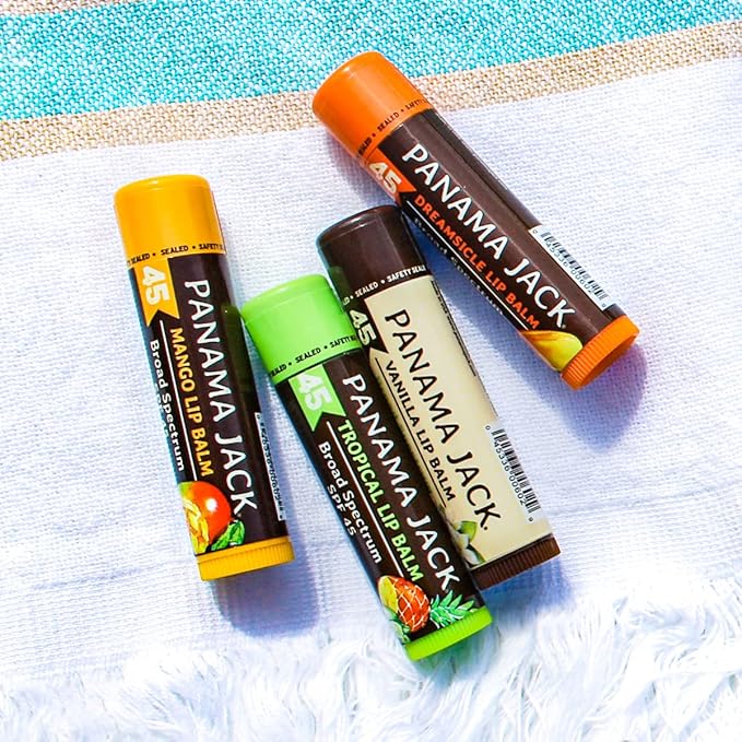 Panama Jack Sunscreen Lip Balm - SPF 45, Broad Spectrum UVA-UVB Sunscreen Protection, Prevents & Soothes Dry, Chapped Lips, Dreamsicle, 2-pack