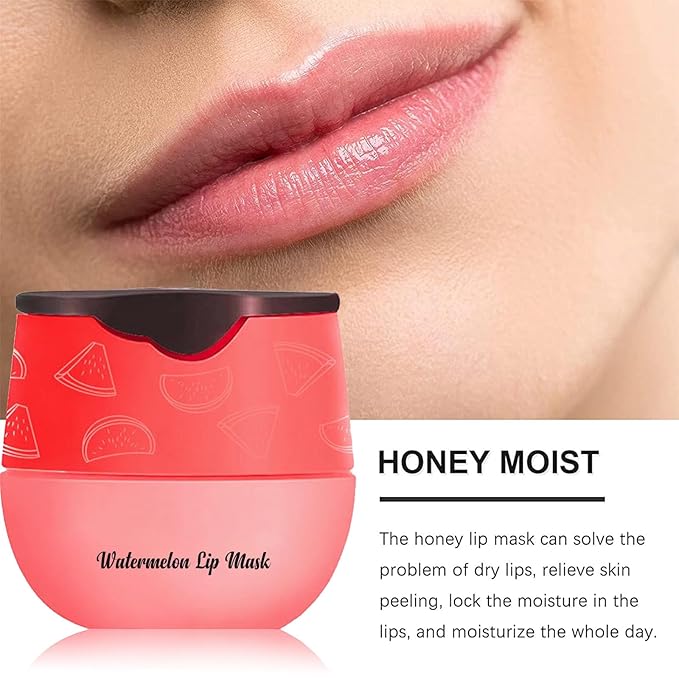 6PCS Bee Lip Balm Honey Pot,Honey&Strawberry&Watermelon&Cherry&Apple&Coconut Lip Mask Overnight Propolis Moisturizing Lip Balm Hydrating Prevention Dry and Crack Lip Scrubs Exfoliator Lip Wrinkle Care