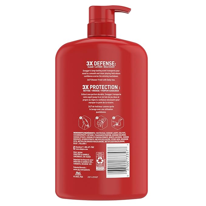 Old Spice Body Wash for Men, 24/7 Shower Fresh with Lasting Scent, Red Collection, Swagger with Cedarwood Scent, 33.4 fl oz (Pack of 4)
