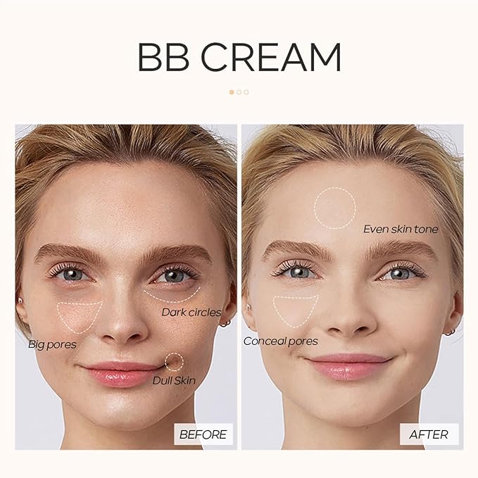 KWOLYKIM 2PCS Hydrating Makeup BB Cream, Tinted Moisturizer Face Makeup BB Cream Foundation Waterproof Concealer Clean Brighten Color Correcting Cream Nude Makeup Long Lasting for All Skin(Tan)
