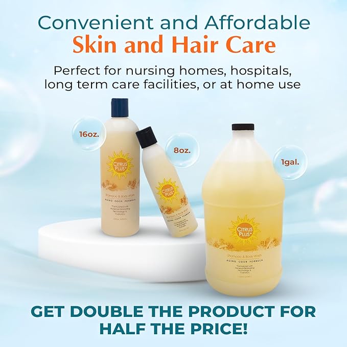 BoaVida Citrus Plus Elder Deodorizing Shampoo and Body Wash, Reduces 2-Nonenal Odor Made with Persimmon and Cupuacu Butter - With Leak-Proof Cap, 1 Gal