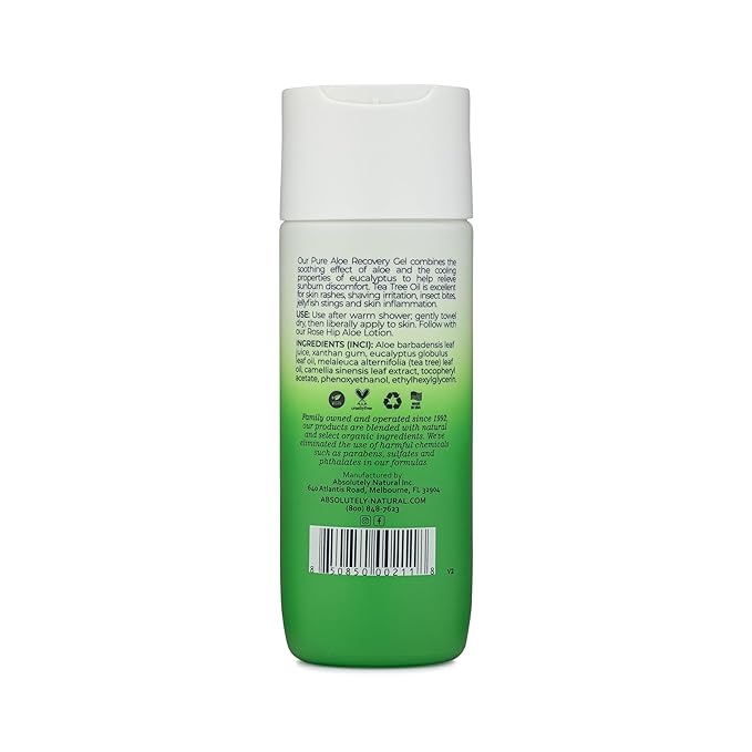 100% Pure Aloe Vera Cooling Gel - Lotion for Sunburn Relief & Rashes - Premium Sun Care with Vitamin E, Eucalyptus - 6 oz