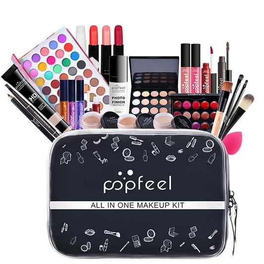 Pure Vie All-in-One Holiday Gift Makeup Set Cosmetic Essential Starter Bundle Include Eyeshadow Palette Lipstick Concealer Blush Mascara Foundation Face Powder - Makeup Kit for Women Full Kit