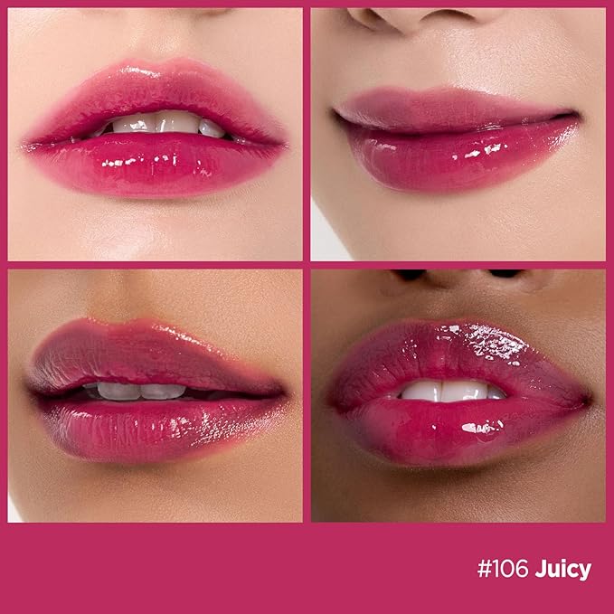 Laka Fruity Glam Tint, 4.5g/0.15 oz., Glowing Lip Stain with Wide Color Spectrum, Hydrating & Lightweight Texture, Long-Lasting Bold Stain, Non-Sticky, Vegan, K-Beauty (#106 Juicy)