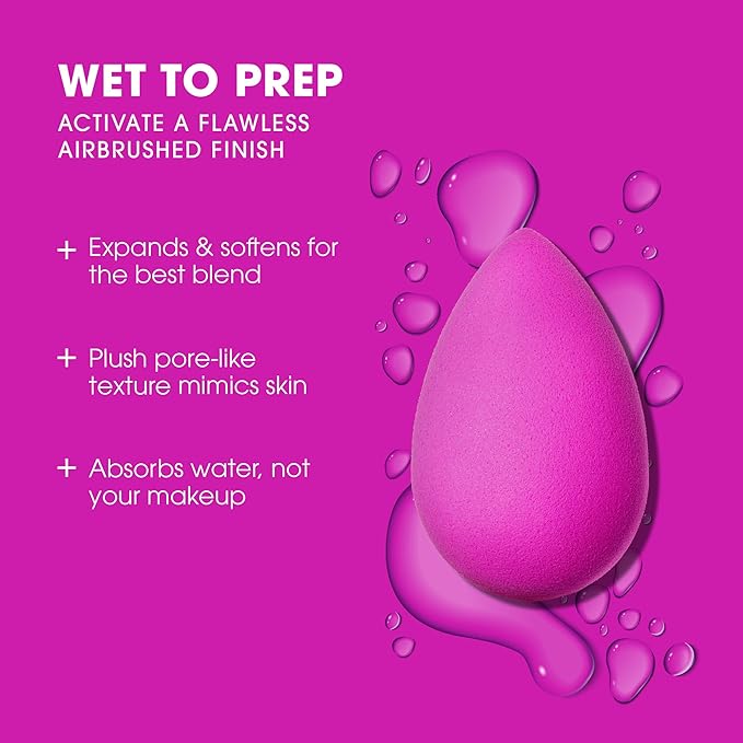 Beautyblender® | Electric Violet Beauty Blender Makeup Sponge, Super-Soft Foam Easily Blends Foundations, Powders & Creams, Made in USA, Reusable, Washable, Streak Free Application, Vegan
