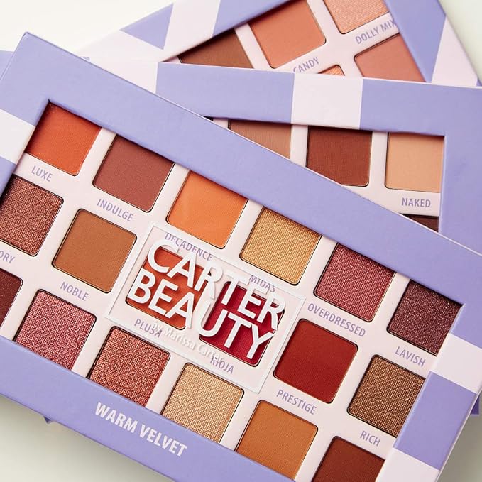 Carter Beauty by Marissa Carter 18 Shade Eyeshadow Palette | Long Lasting Eye Shadow Makeup | Shimmer & Matte Vibrant Colors (Warm Velvet)